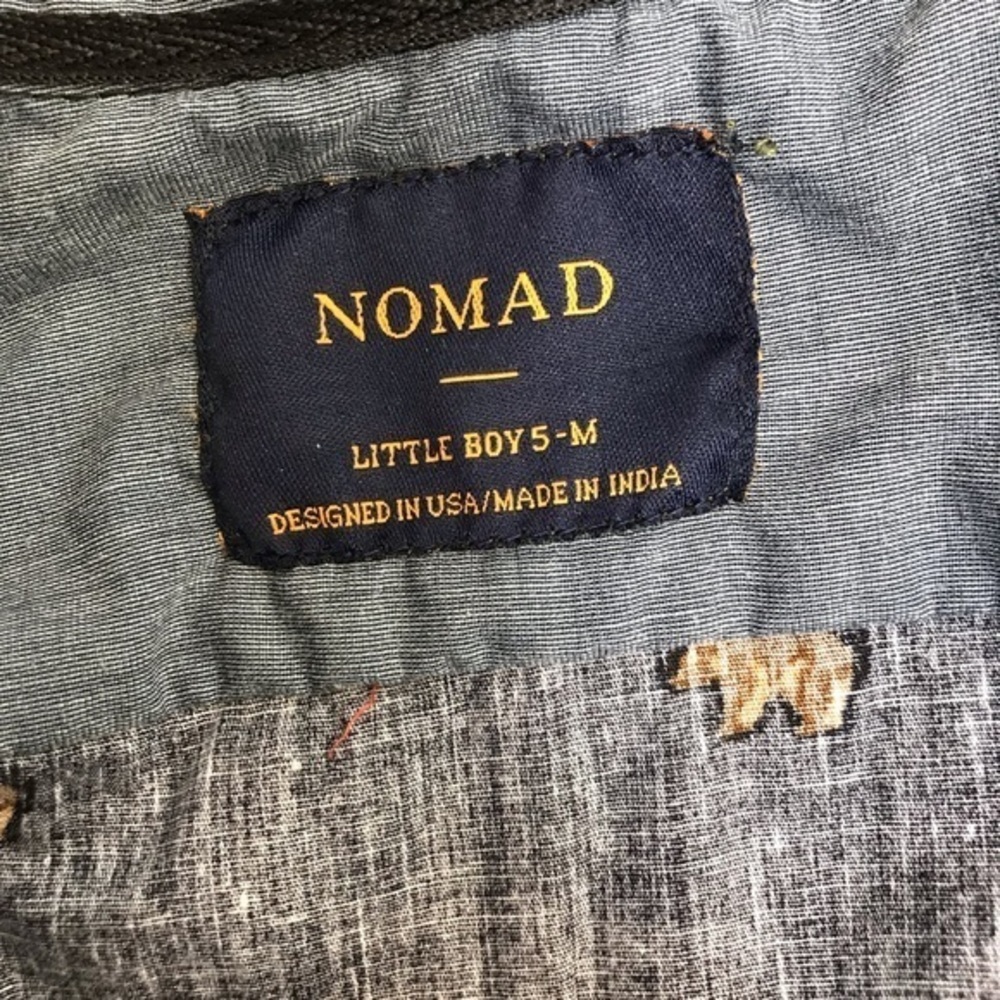 Nomad Little Boys Navy Cali Bear Woven Button Front Long Sleeve Shirt-Size 5-M - Picture 3 of 5
